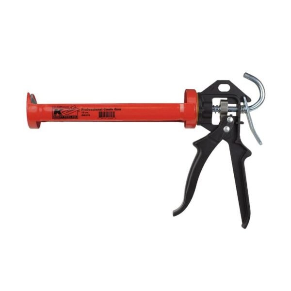 Professional steel caulk gun in use.